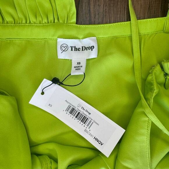 The Drop silky lime green Asymmetric Hem Dress XS slip dress semi formal dance - Picture 9 of 16